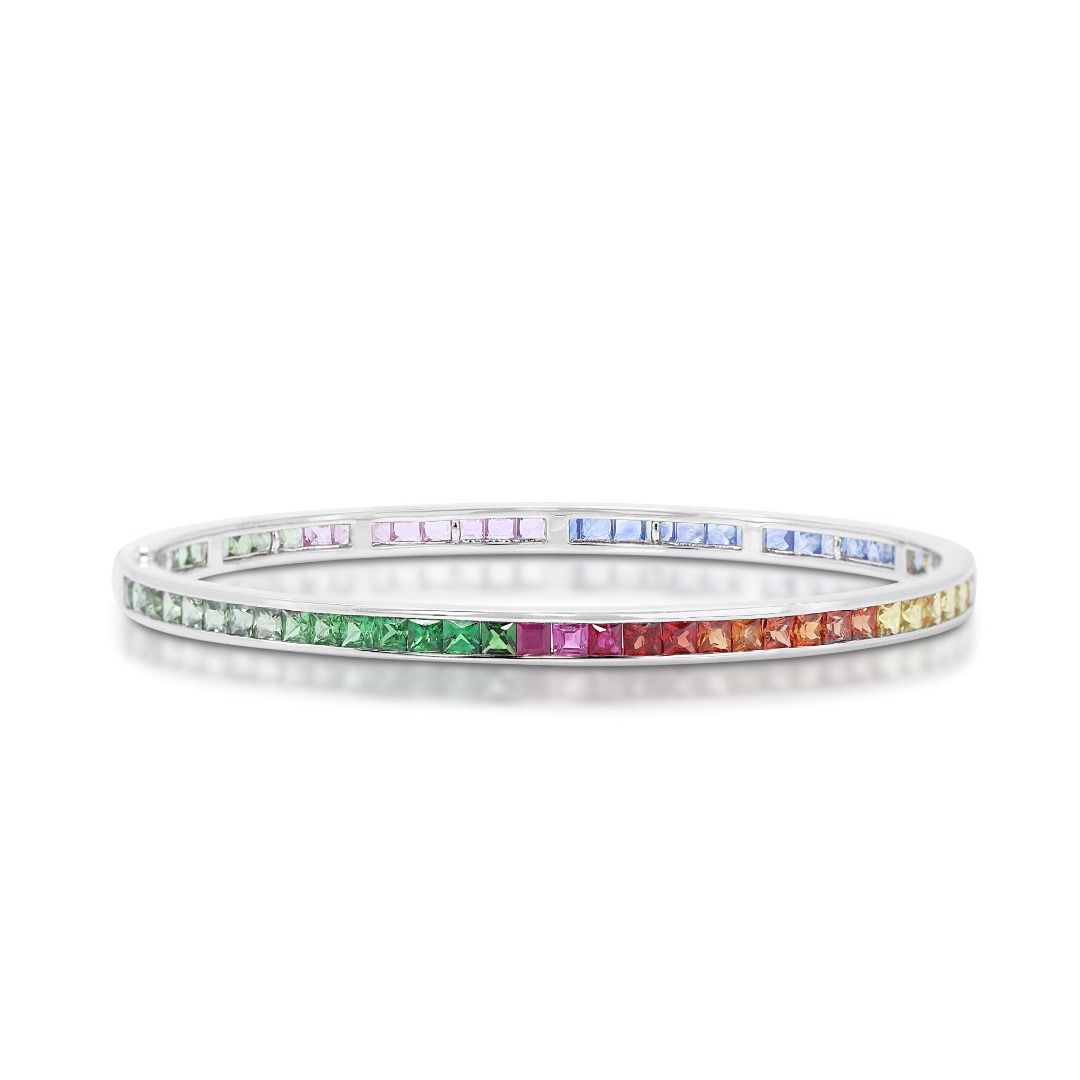 Colorful 3.96ct Gemstone Bracelet in 18K White Gold SB WG 205151