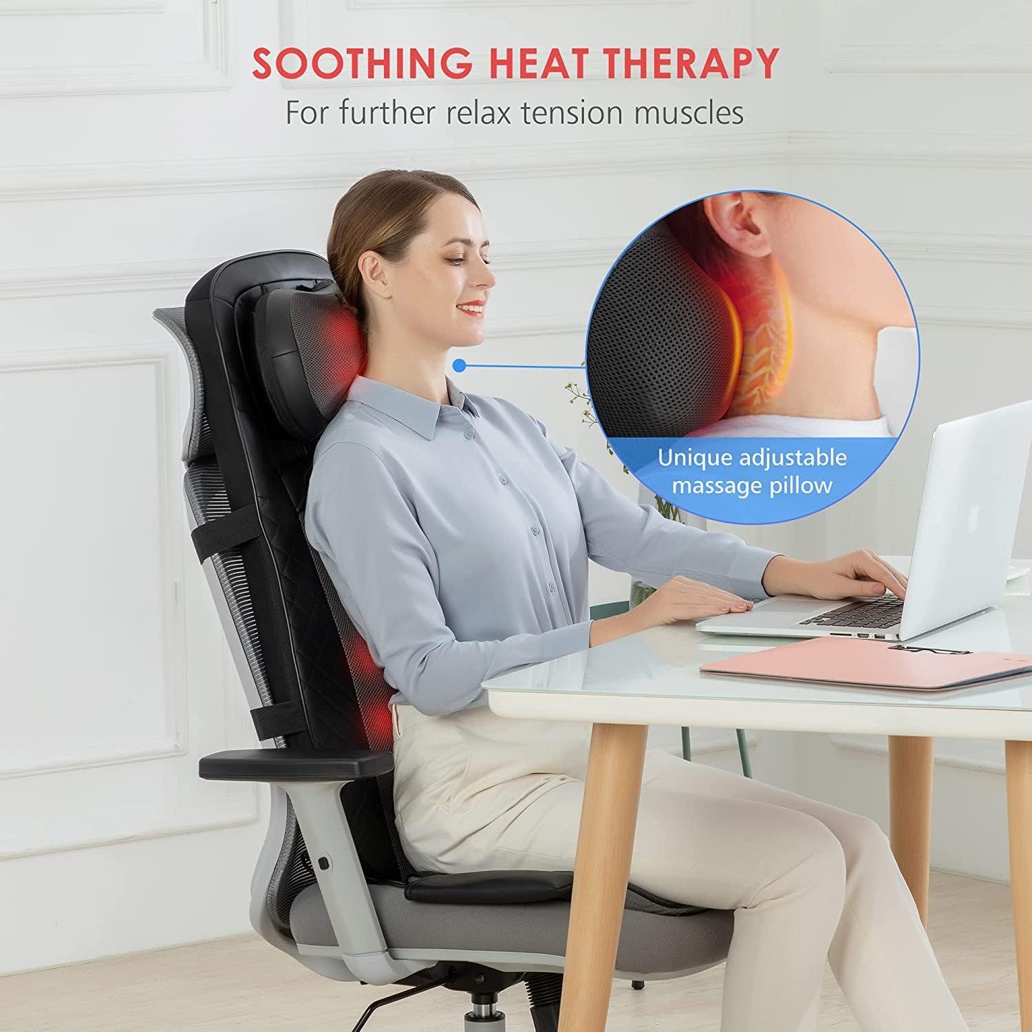 COMFIER Shiatsu Back Massager with Heat Deep Kneading Massagers