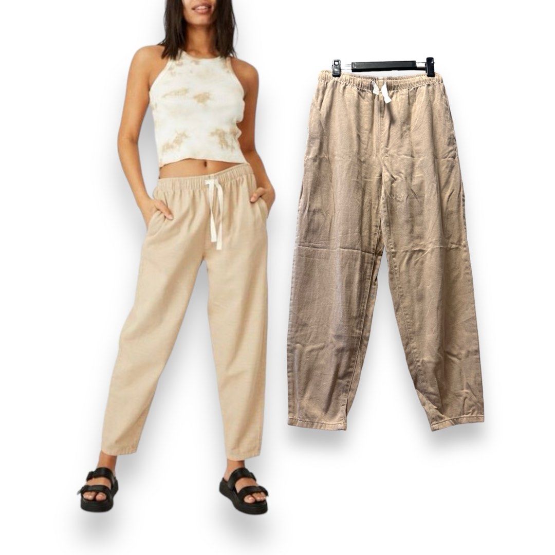 Cotton On everyday baggy lounge pants plus size beige khaki, Women's  Fashion, Bottoms, Other Bottoms on Carousell