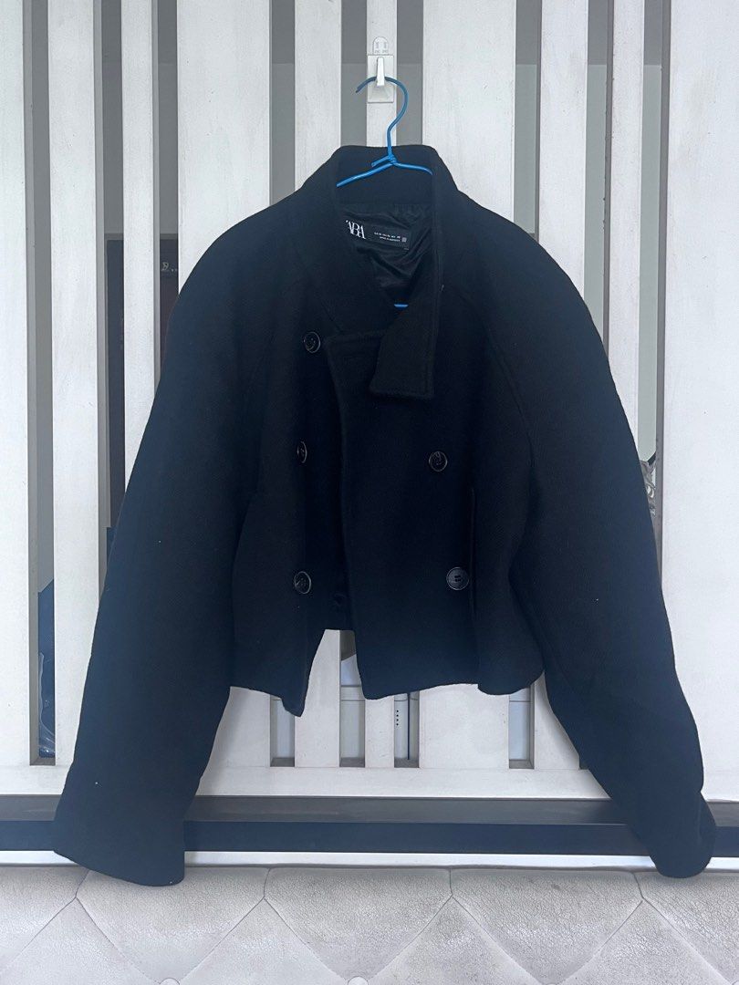 Credible Breasted Wool blend Black Zara Jacket Women s Fashion Coats Jackets and Outerwear on Carousell