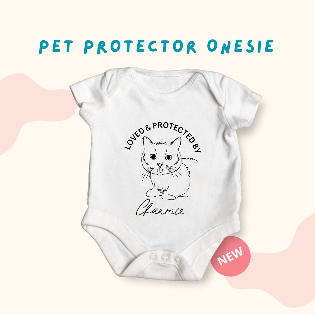 Customised Baby Romper Onesie Bodysuit with Personalised Pet