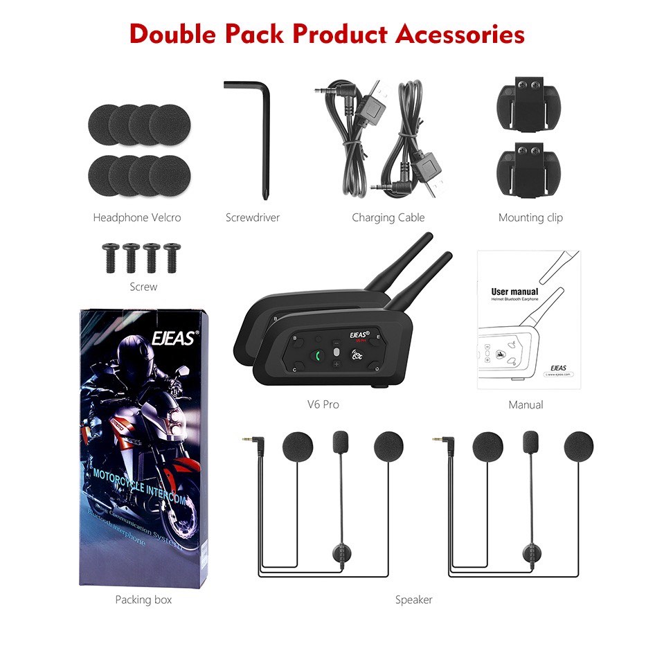 EJEAS V6 PRO MOTORCYCLE INTERCOM 2 PCS Audio Other Audio