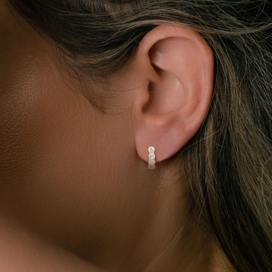 Elegant 1.12ct Plug Diamond Earrings set in 18K Rose Gold SN RG
