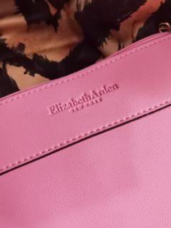 elizabeth arden pink leather pouch bag