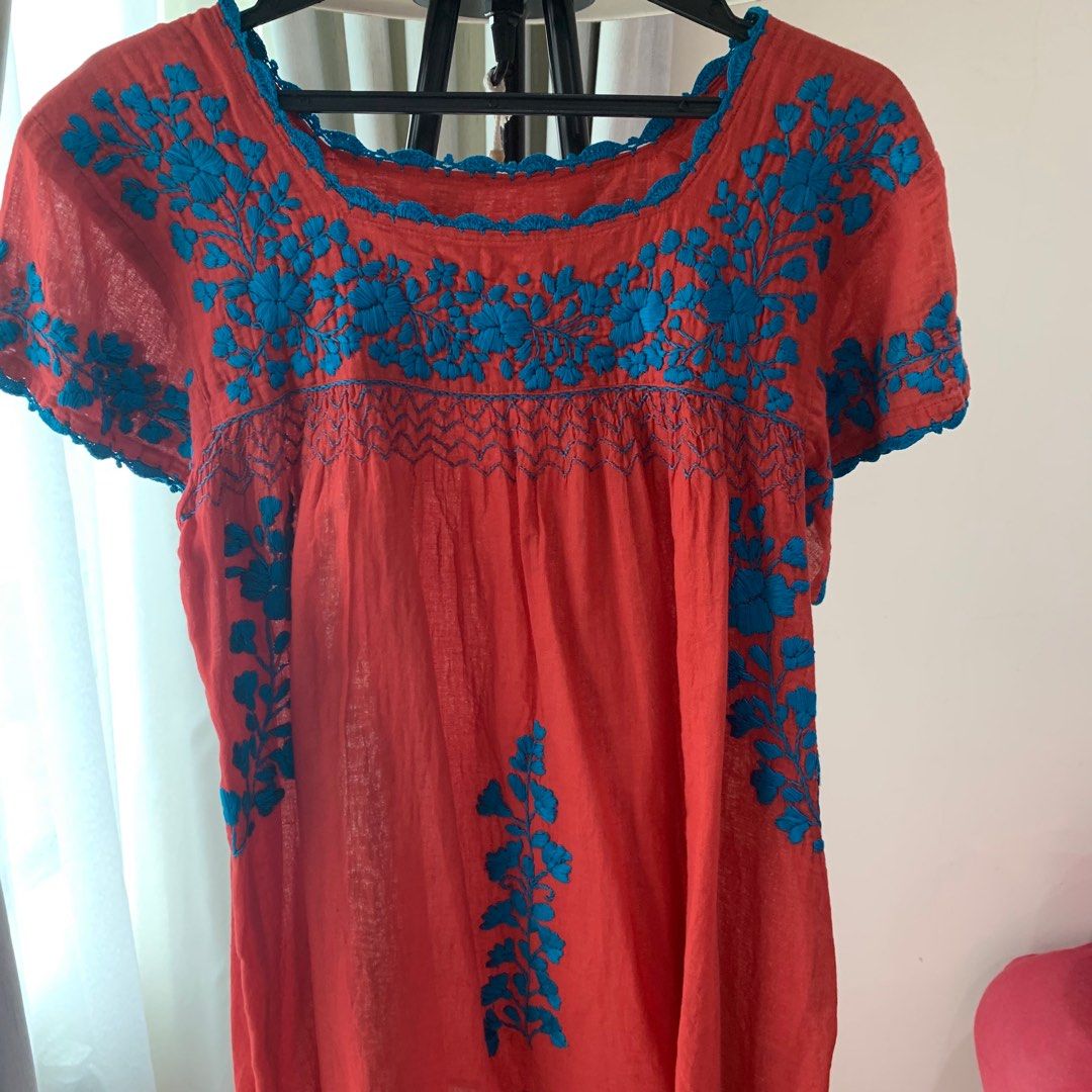 EMBROIDERED BLOUSE, Women's Fashion, Tops, Blouses on Carousell