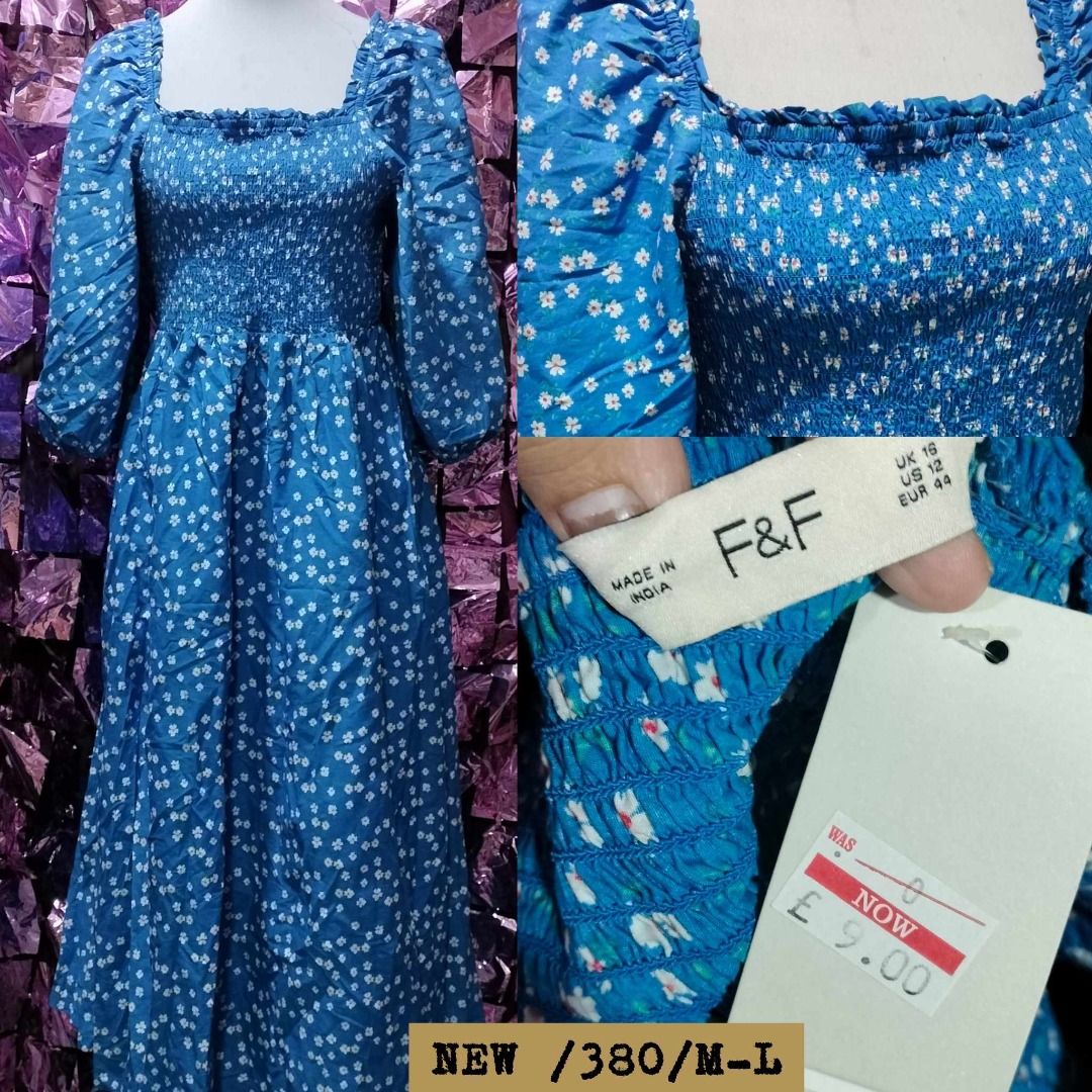 F F Long Puff Floral Maxi Dress