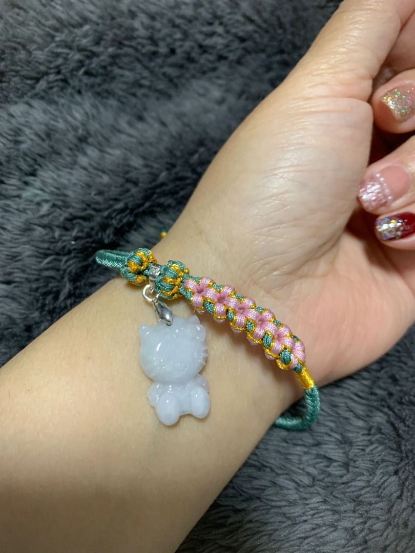 Brand New Friendship band with Jade Kitty Grade A Myanmar Jade