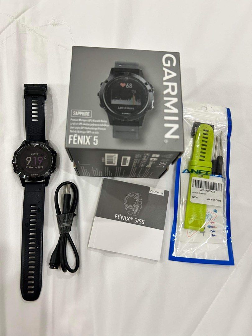 Garmin Fenix 5 (Category: Men's Watches) located in Davao. Submitted by ynahb_12 (Listing ID 1281999409, Image 1). Description: RFS: No longer joining triathlon Preloved but in EXCELLENT good condition With free extra strap Bought watch at THE PODIUM DAVAO (but we ordered this Garmin model sa Manila kasi walang on hand that time) Flaws: Scratches sa metal casing however its lens is crystal clear kasi made of sapphire. One feature kaya slightly ex