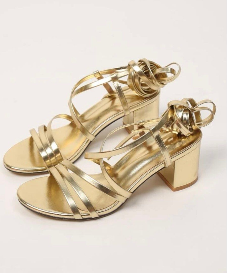 Gold heeled sandal Women s Fashion Footwear Heels on Carousell