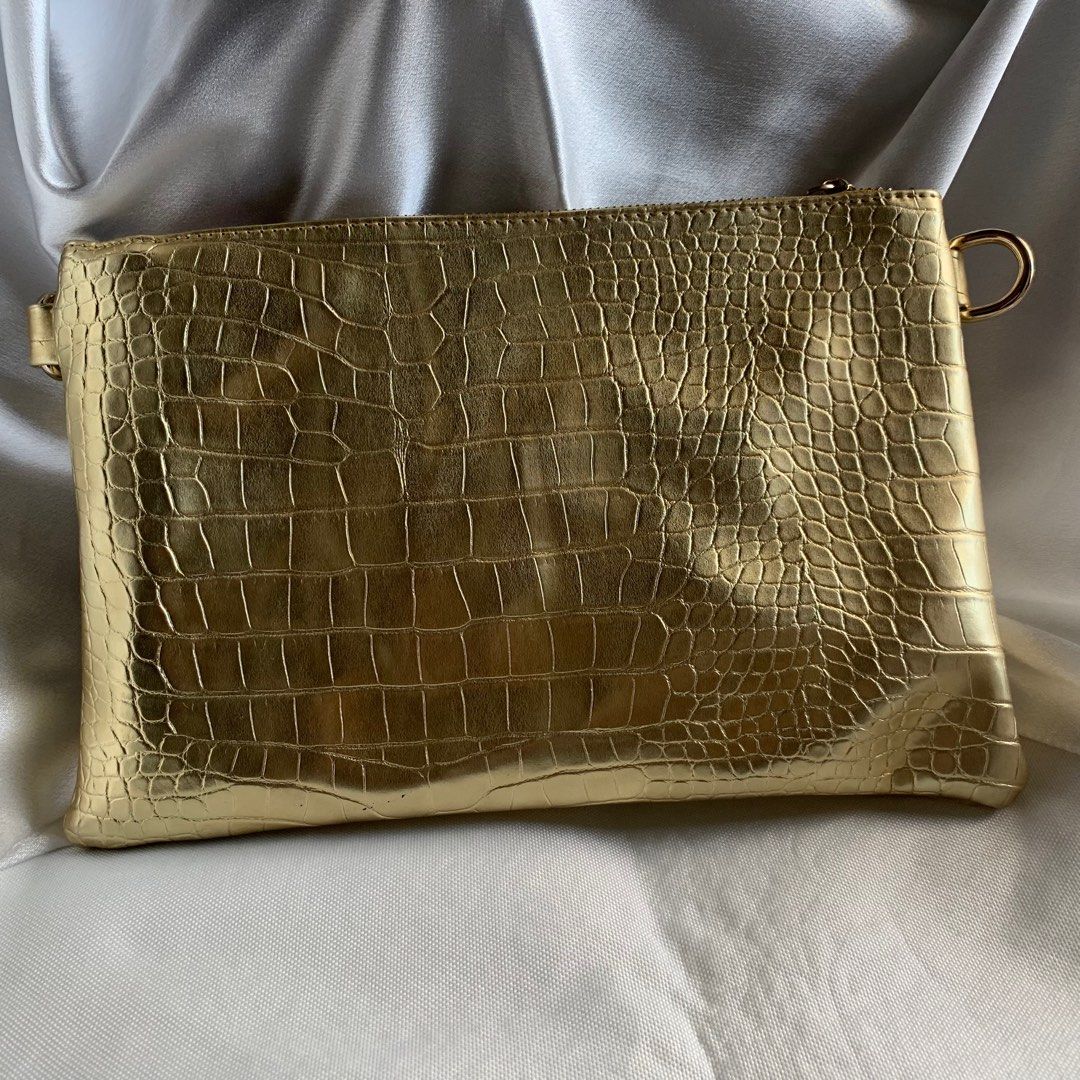 Gold leather evening bag on sale