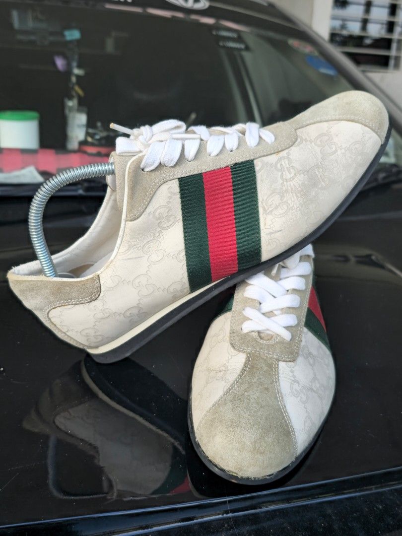 Gucci leather and suede web sneaker hot sale