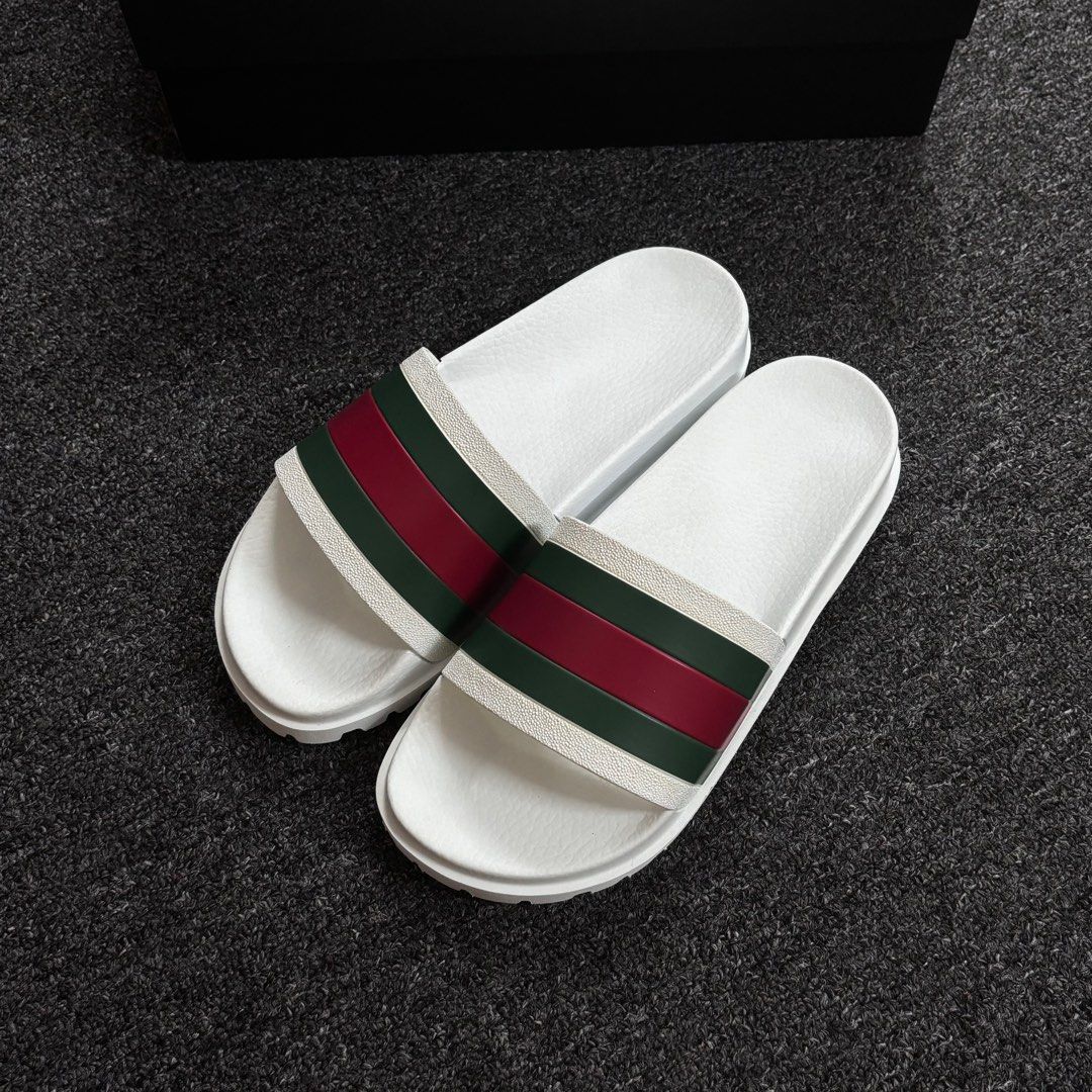 White gucci web slides sales