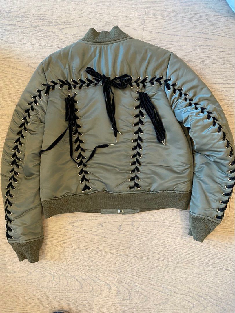 Lace up bomber jacket sales