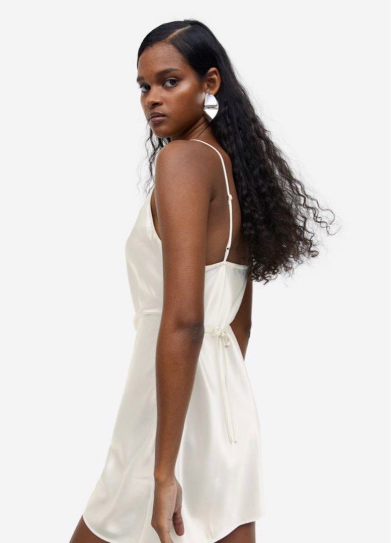 White satin dress short on sale