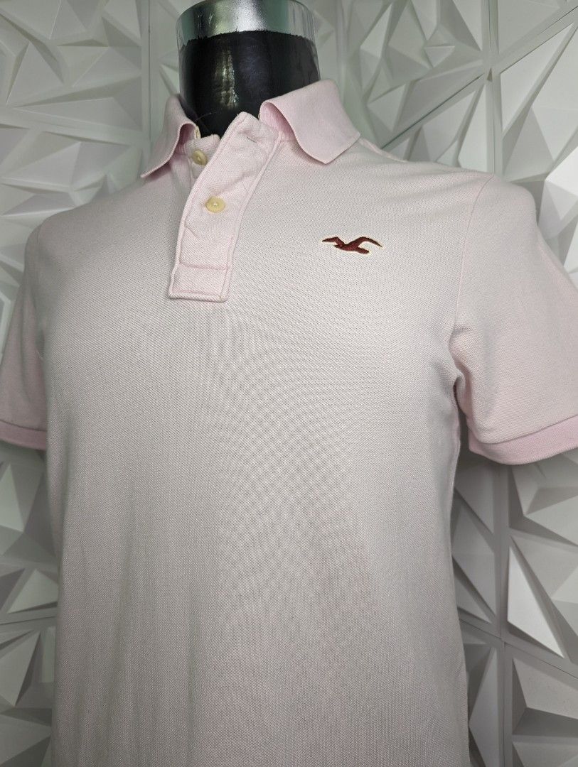 Hollister pink polo shirt sale