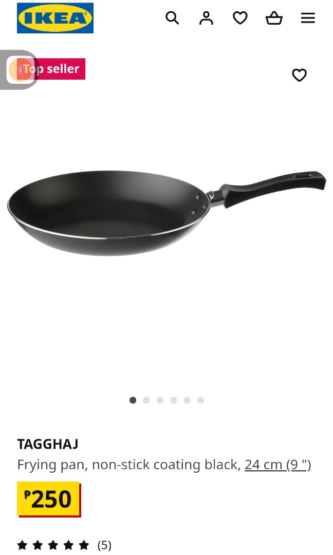 TAGGHAJ frying pan, non-stick coating black, 9 - IKEA