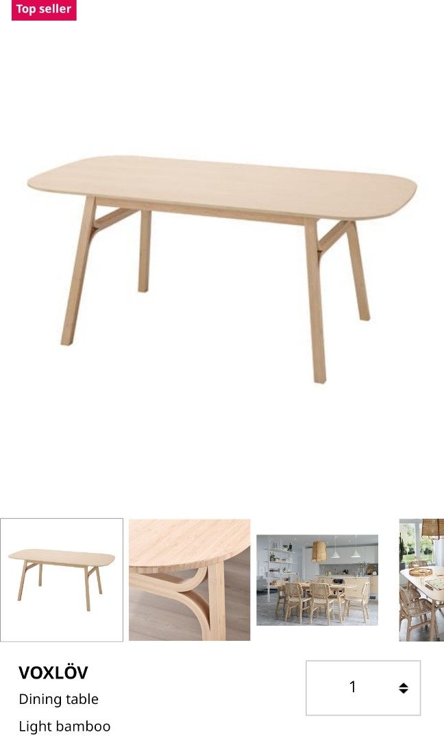IKEA Voxlov Bamboo Dining Table Furniture Home Living