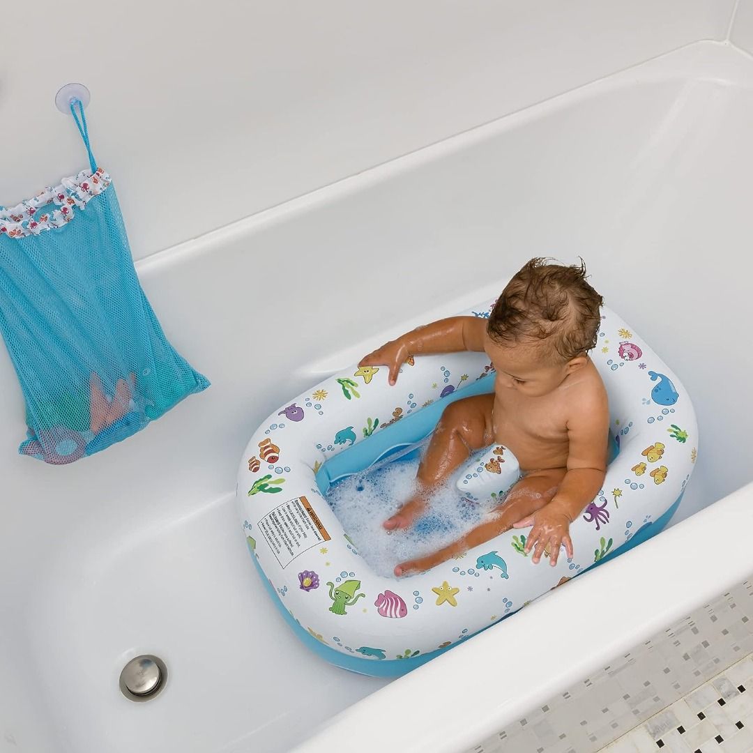 Inflatable Bathtub for Baby Toddler Saddle Horn Baby Bath Seat