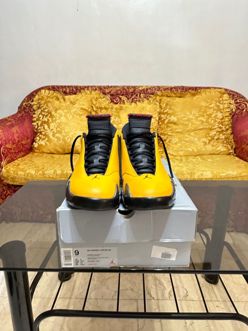 Jordan 14 yellow Ferrari Men s Fashion Footwear Sneakers on Carousell