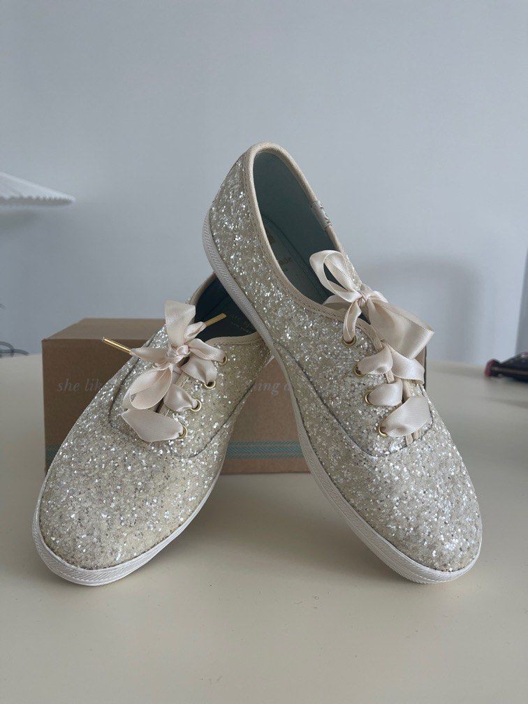 Bridal Sneaker Keds Kate Spade Sg KEDS For Kate Spade Glitter Bridal  Sneakers Womens, 名牌, 鞋