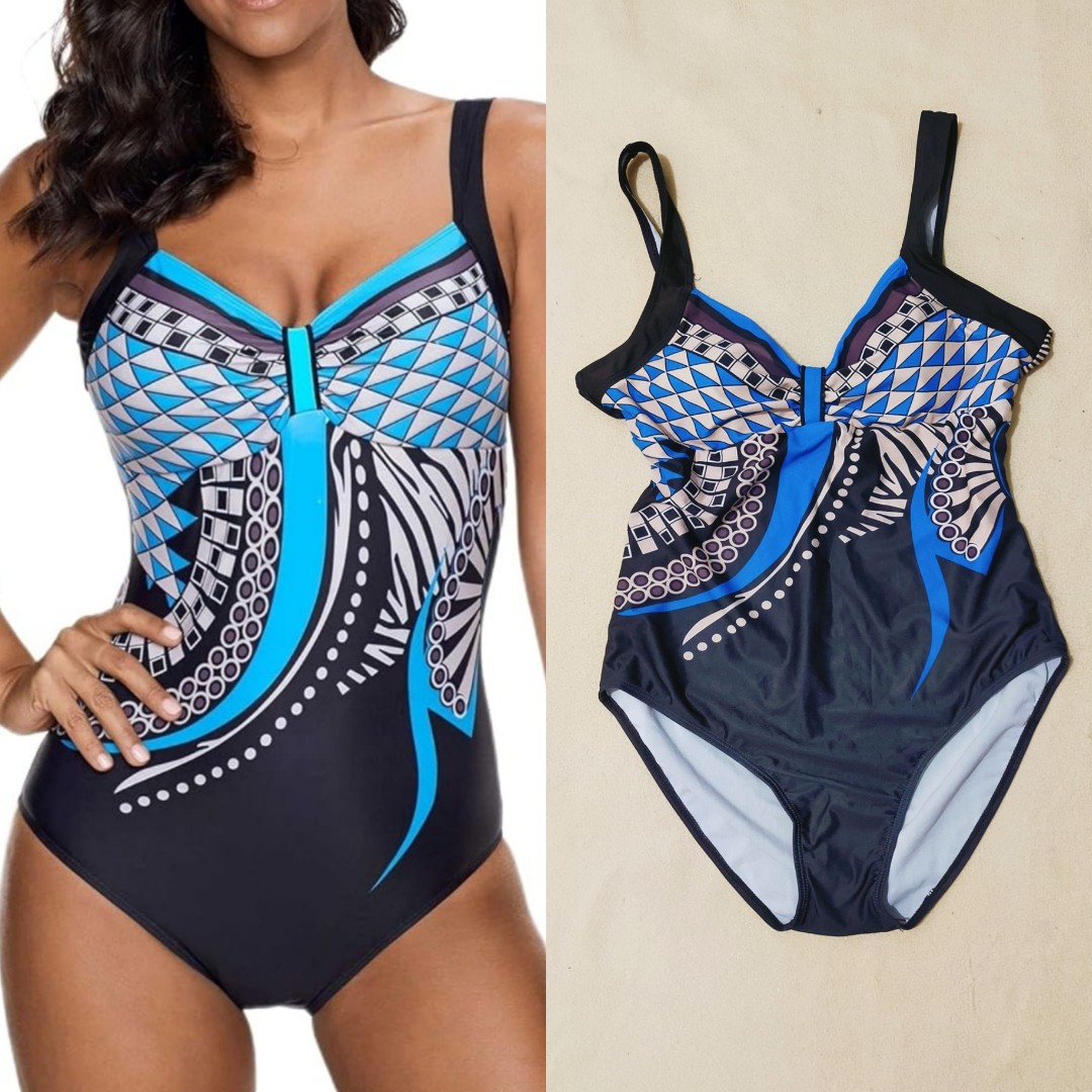 (L) VINTAGE GEOMETRIC ONE PIECE SWIMSUIT