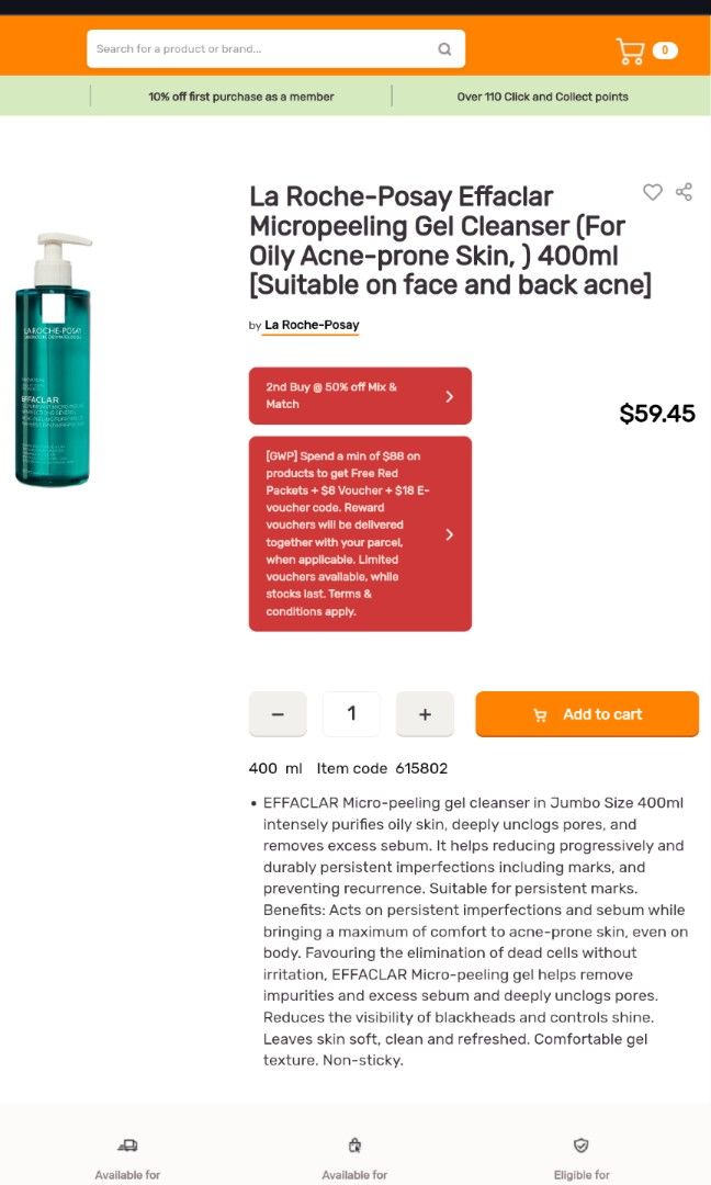 La Roche Posay Effaclar Micropeeling (with 2 Salicylic Acid) Face/Back