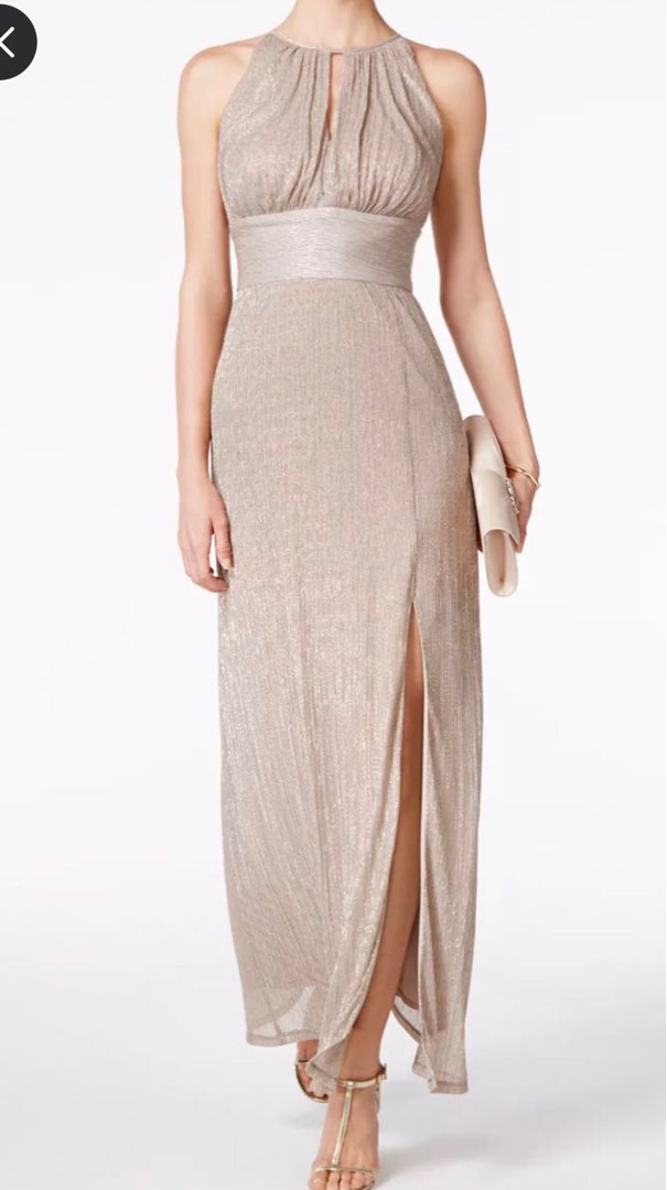 LIKE NEW R M Richards Metallic halterneck evening dress ball gown