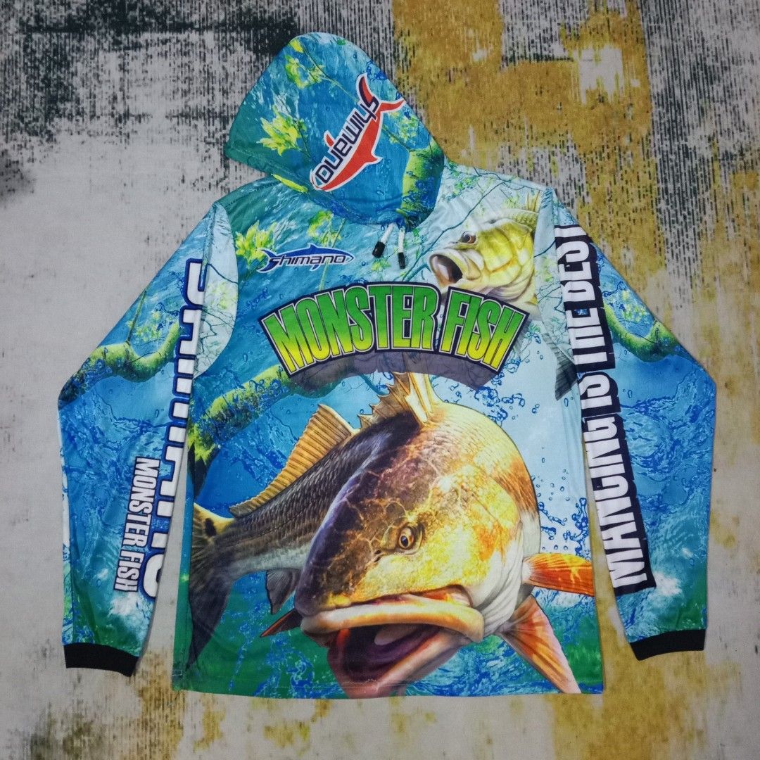 Long Sleeve Hooded Full Print Design Fishing Shirt, Men's Fashion, Coats,  Jackets and Outerwear on Carousell