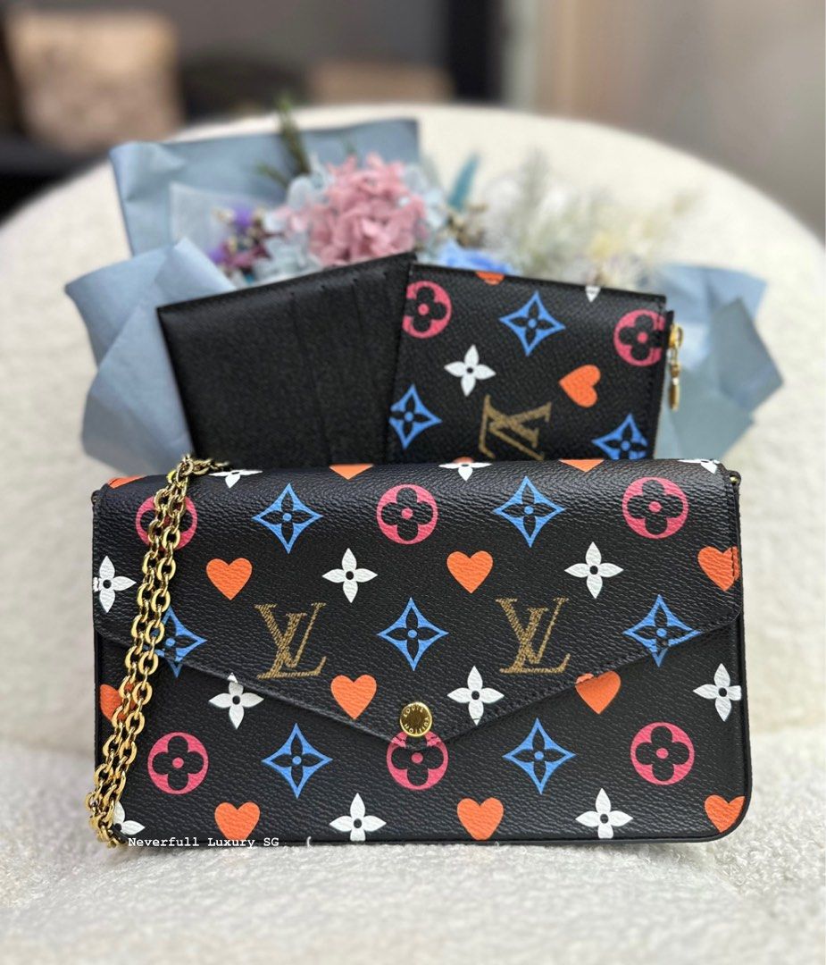 NO NEGO🙏Louis Vuitton Pochette Felicie Noir Multicolor Game On