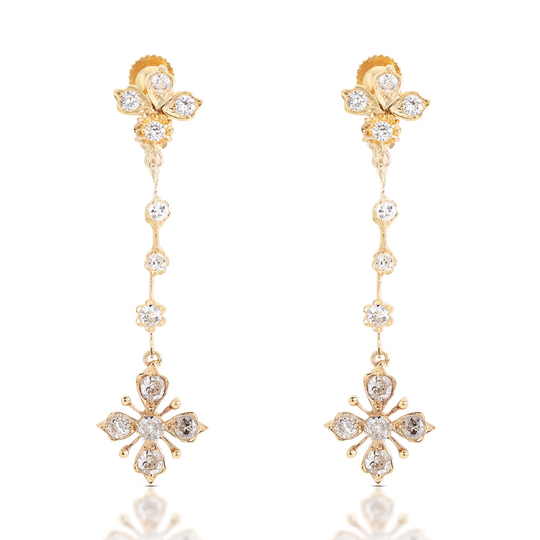 Gold diamond clearance dangle earrings