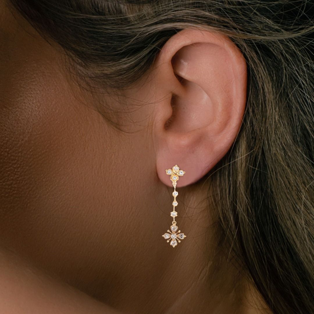 Gold drop diamond discount earrings