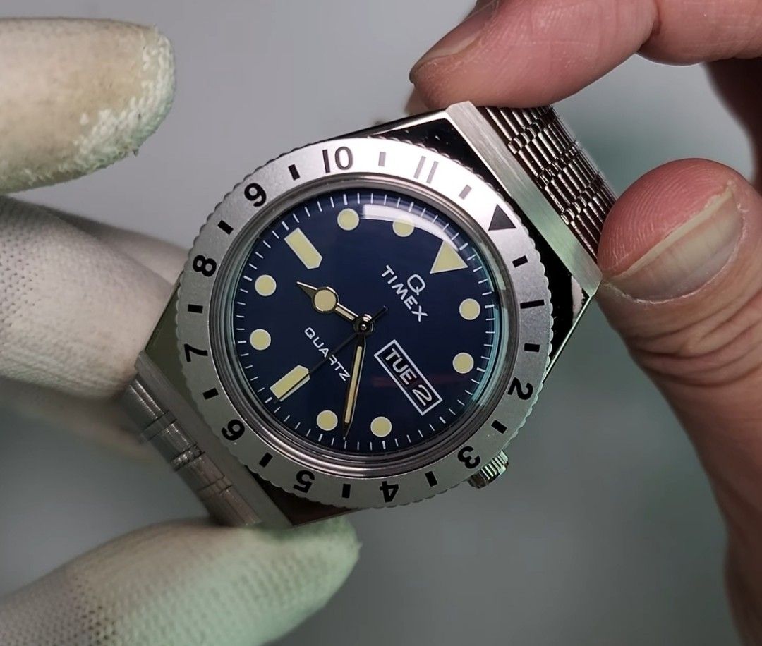 Lowest Price Q Timex Reissue Men s 38mm Blue Dial Stainless Steel