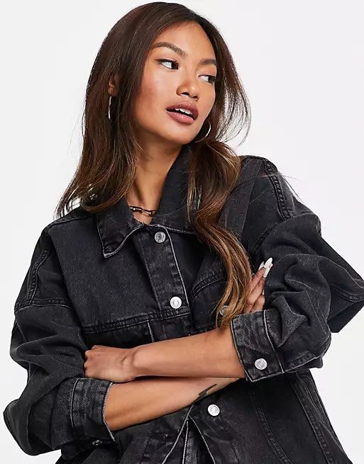 Mango black denim jacket new arrivals