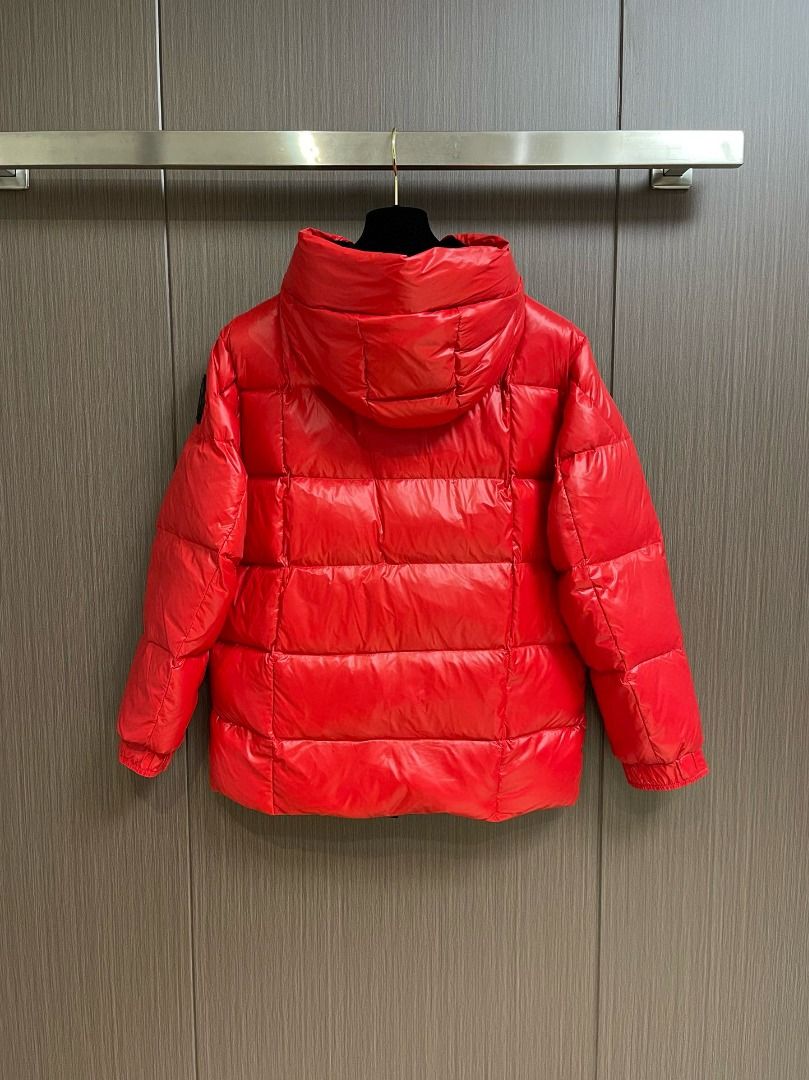 Red shiny moncler hotsell jacket