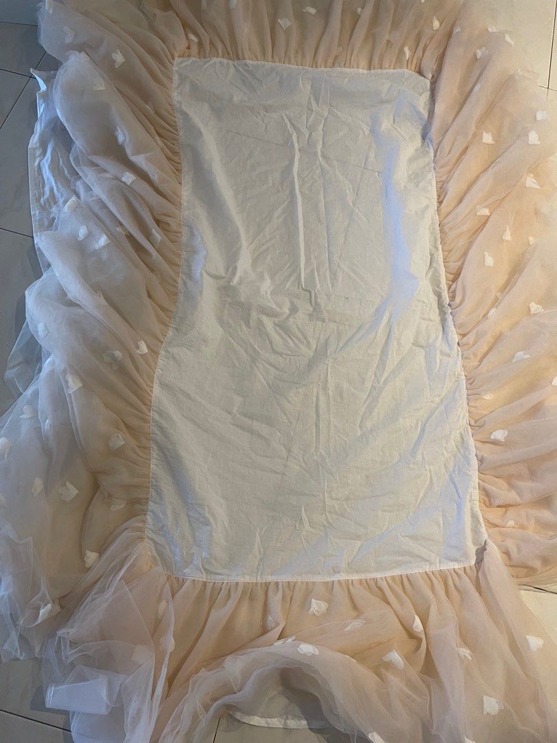 Monique lhuillier Blush pink Tulle Crib skirt matras cover decoration Babies Kids Baby Nursery Kids Furniture Nursery Lighting Decor on Carousell
