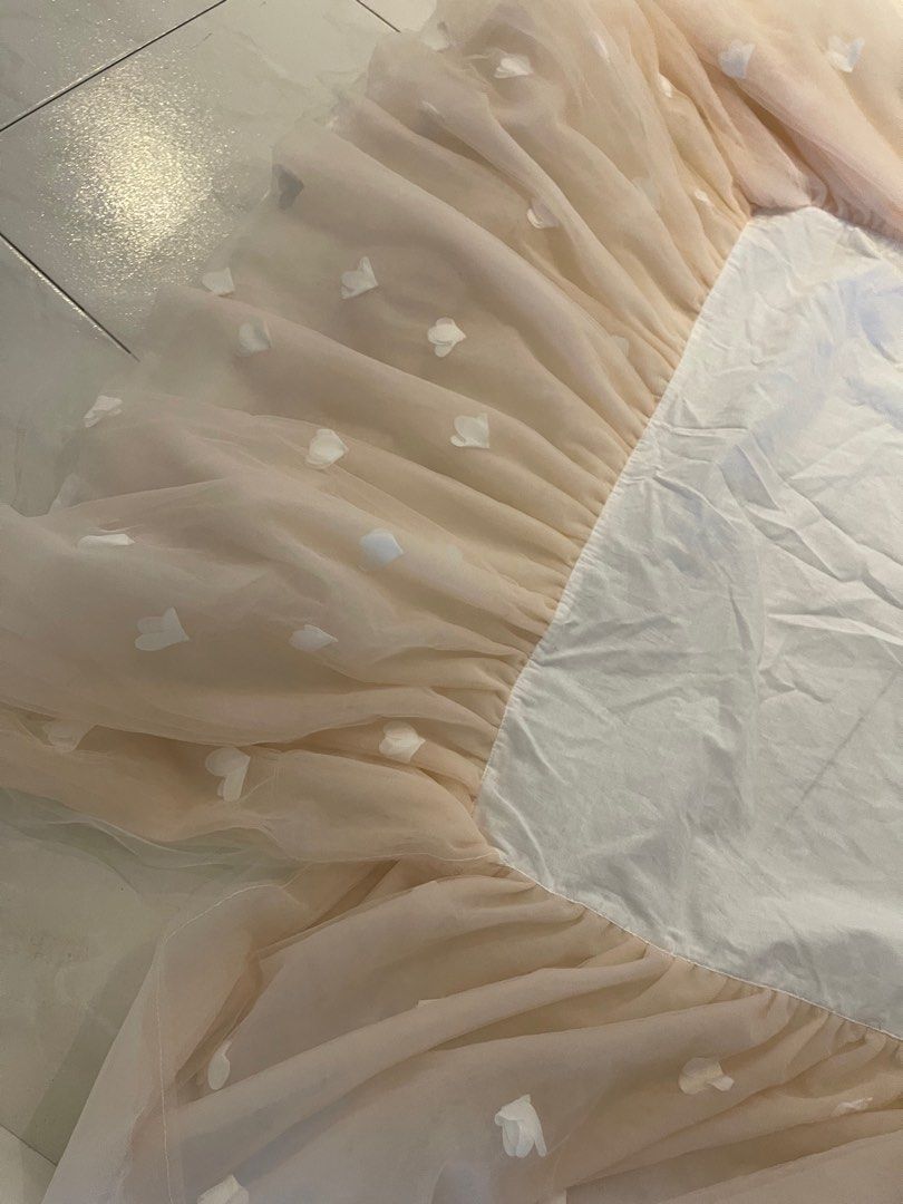 Monique lhuillier Blush pink Tulle Crib skirt matras cover decoration