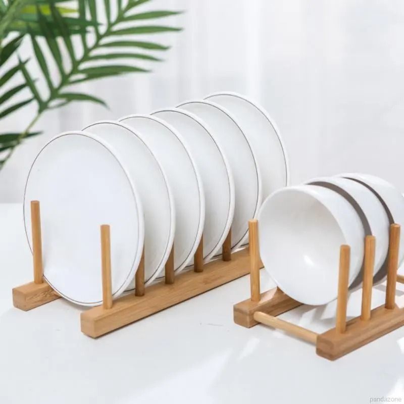 Naema Bamboo Plate Holder Display Dish Rack (Small / Large)