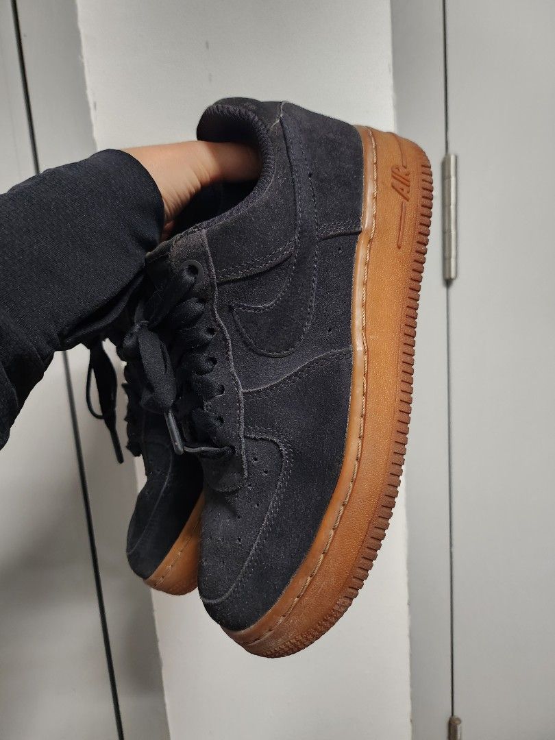 Nike Air Force 1 Black Suede Gum Sole