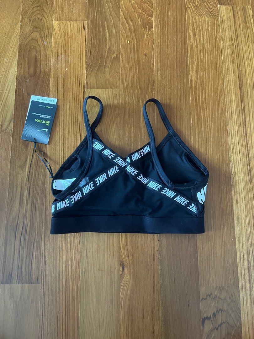 NIKE Indy Sports Bra Logo Taping in Black Size S, Women's Fashion,  Activewear on Carousell