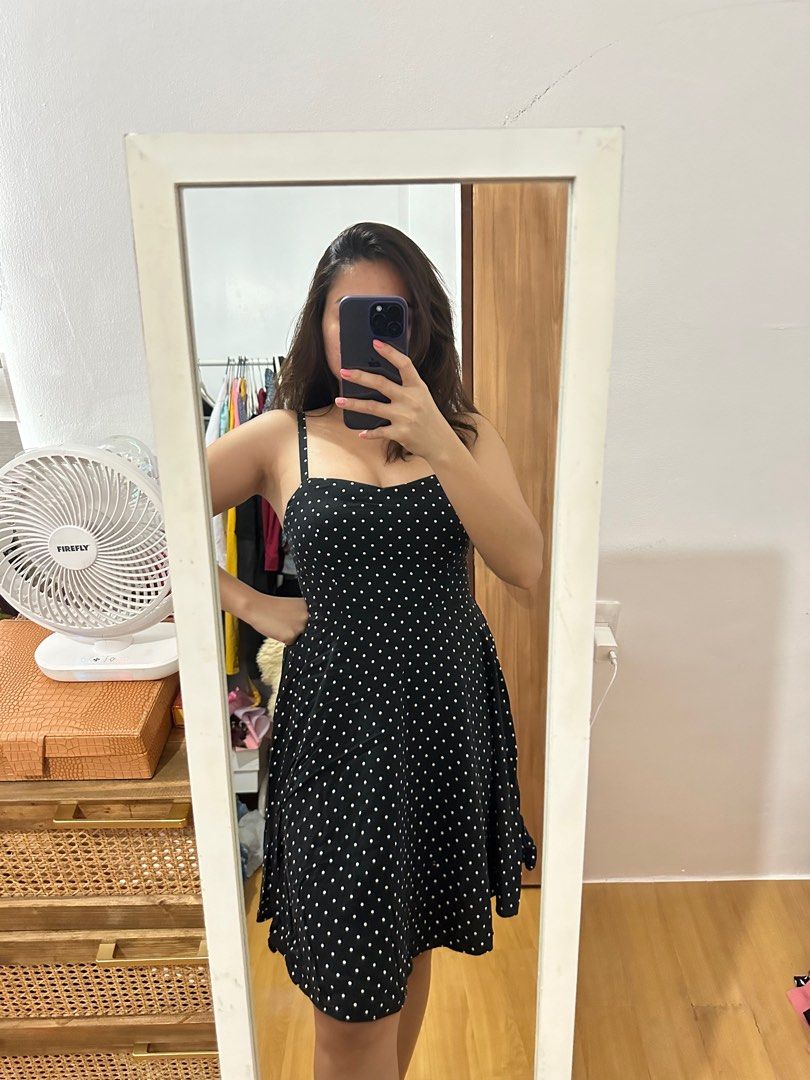 Old navy black and white polka dot dress on sale