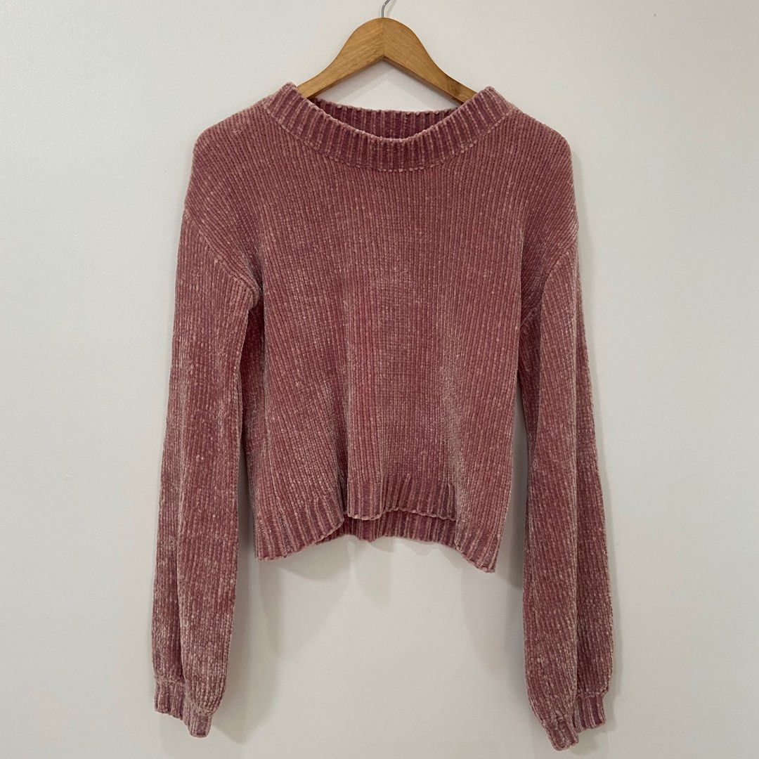 Pink clearance velvet sweater