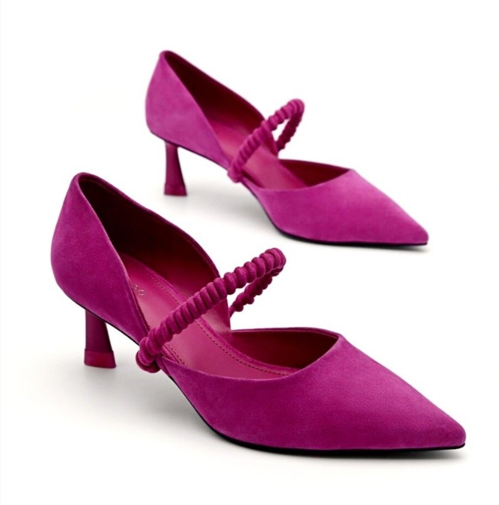 Pedro Fuschia Suede Terrazo Heels Berry Size 38 Women s Fashion