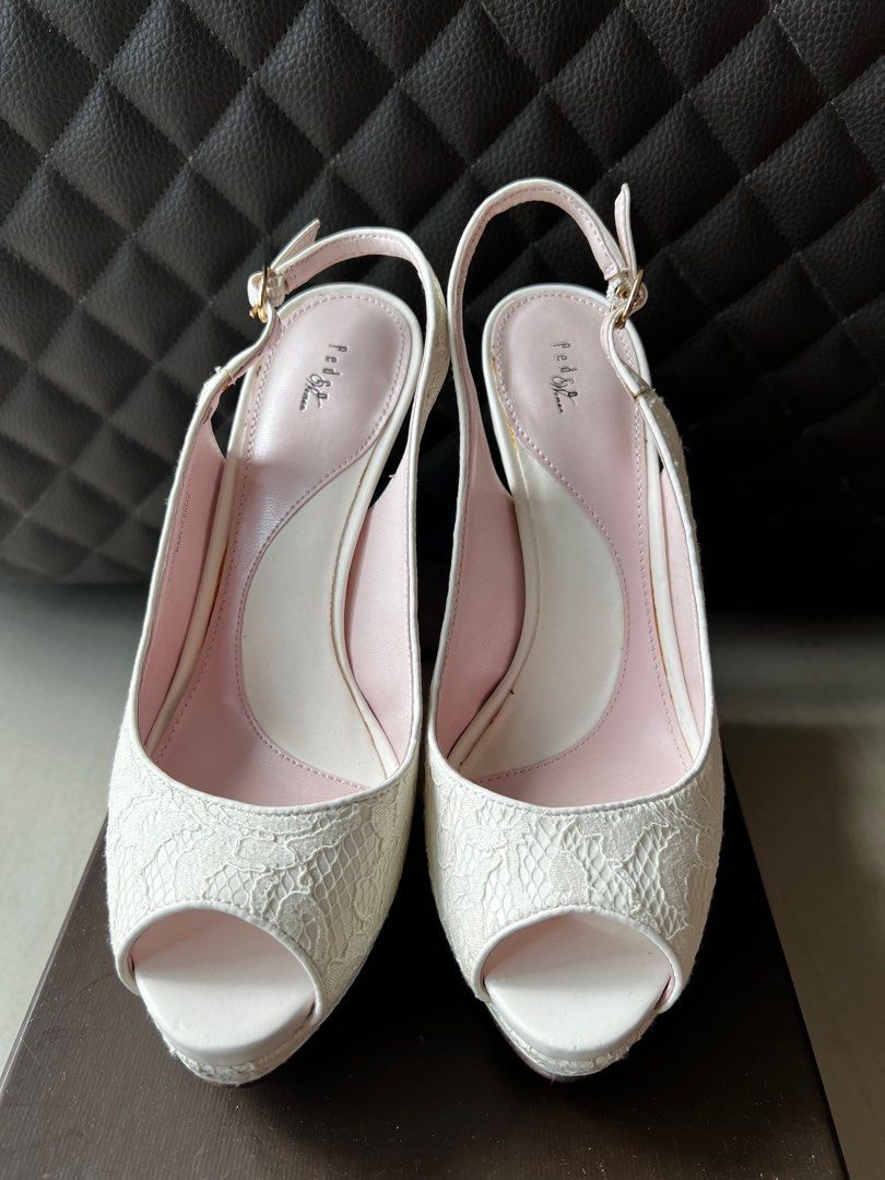 White lace platform best sale heels