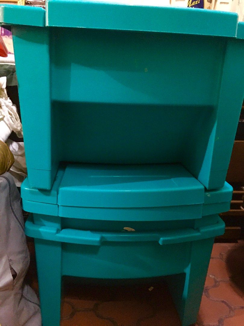 PL 4 pcs stackable toy box (Category: Kids Wardrobes & Storage) located in Pasig City. Submitted by ramscleanup (Listing ID 1282096666, Image 1). Description: Lowering price today(jul15,2024) to 1k. Bought for P2400 Very durable material Makunat kind na plastic similar to little tikes Can be used kahit ano i store…not limited to toys. If empty, just remove cover and stack them together. Dimensions of each 17.5 x 15 in Height is 12 in po Buyer wil