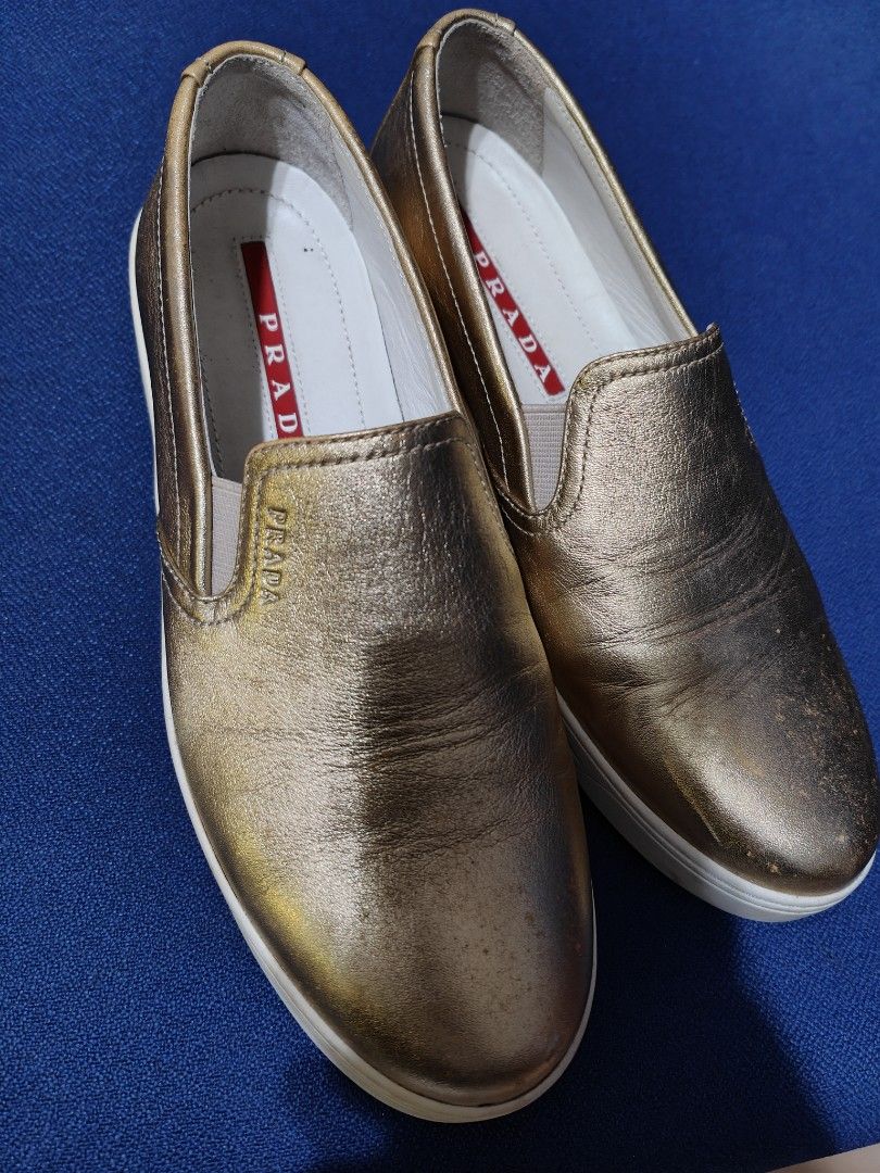 Gold top prada sneakers