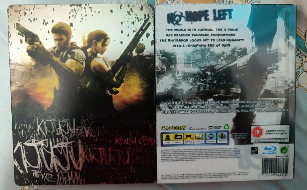 Resident evil 5 & 6 steelbook (Category: PlayStation) located in Santa Rosa. Submitted by umak19 (Listing ID 1282028662, Image 2). Description: RE 5 & 6 steelbook for PS3. 8/10 condtion due to some rust. Santa Rosa Laguna meet up or shipping at buyer's expense..