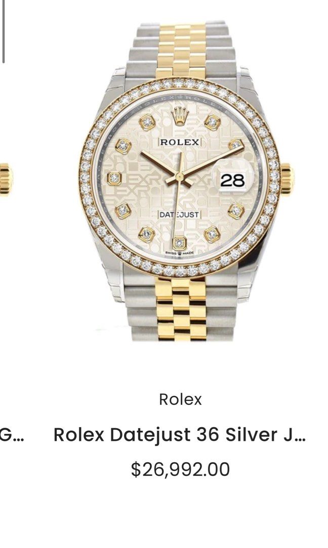 Rolex dj 36mm with factory diamonds very rare comb bellow srp