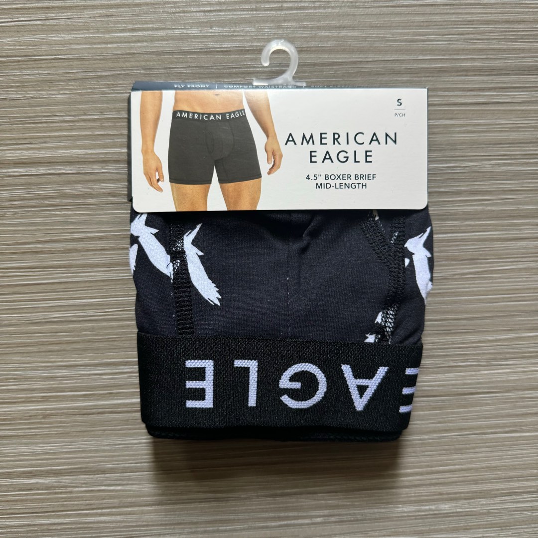 S) American Eagle Black Eagle Boxer Briefs, Men's Fashion, Bottoms, New  Underwear on Carousell