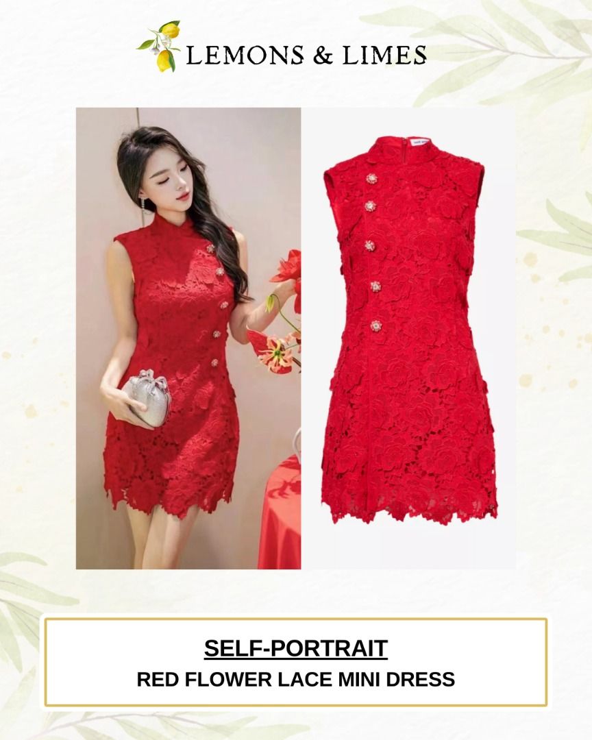 Red flower clearance mini dress