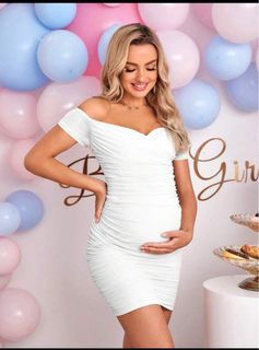 Shein Maternity Off Shoulder Ruched Bodycon Dress (L)